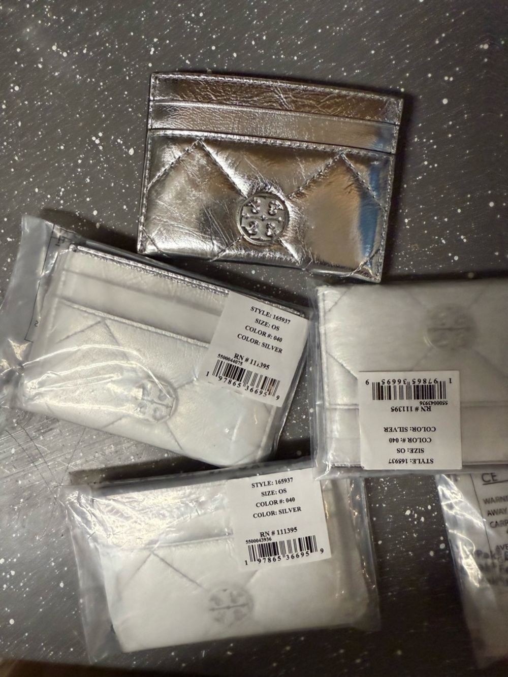 Tory Burch Metallic Silver Quilted Card Holder - Picture 6 of 7
